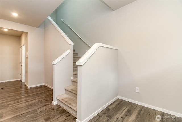 19825 152nd Street Ct SE, Bonney Lake, WA 98391 - stairway with recessed lighting, wood finished floors, and baseboards