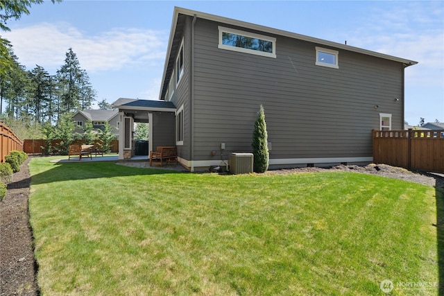 18723 133rd Street Ct E, Bonney Lake, WA 98391 - rear view of property with a patio, a lawn, central AC, and a fenced backyard