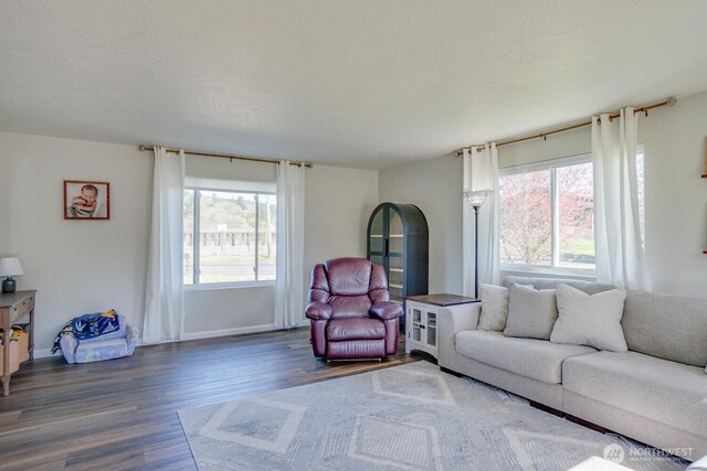 4647 Ohio St, Longview, WA 98632 - living area with baseboards, wood finished floors, and a wealth of natural light