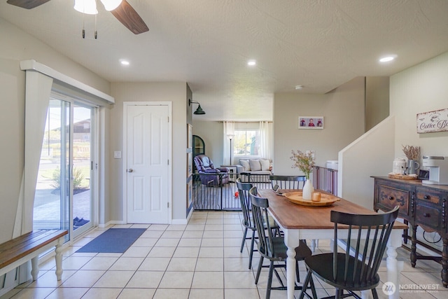 4647 Ohio St, Longview, WA 98632 - dining room with ceiling fan, light tile patterned floors, and recessed lighting
