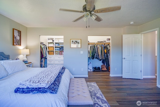 4647 Ohio St, Longview, WA 98632 - bedroom with a ceiling fan, wood finished floors, a closet, a spacious closet, and baseboards