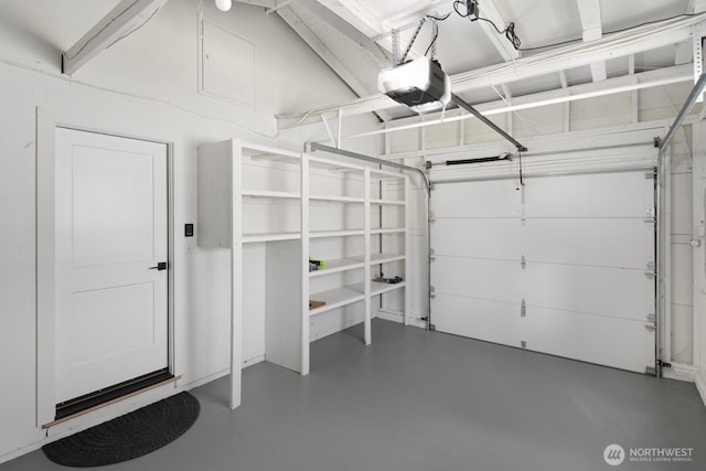 garage with a garage door opener