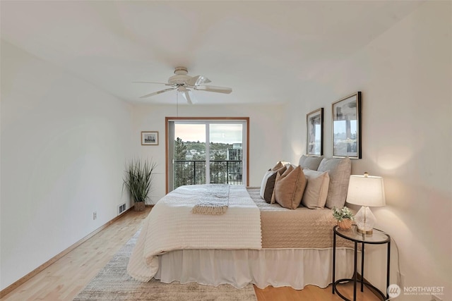 1028 Lakeview Blvd E Unit 6, Seattle, WA 98102 - bedroom with visible vents, light wood-style flooring, and ceiling fan