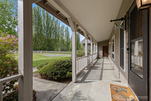 view of patio / terrace featuring fence