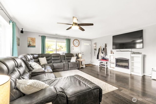 4 Dakota Ln, Elma, WA 98541 - living room featuring wood finished floors and ceiling fan