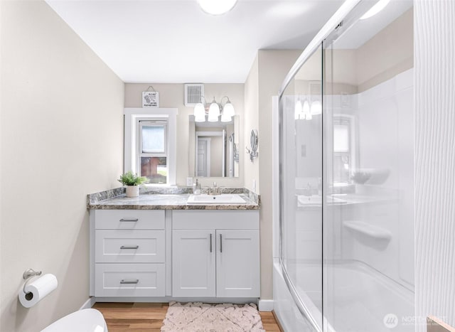 2376 Forest View Dr, Bellingham, WA 98229 - full bathroom featuring vanity and wood finished floors