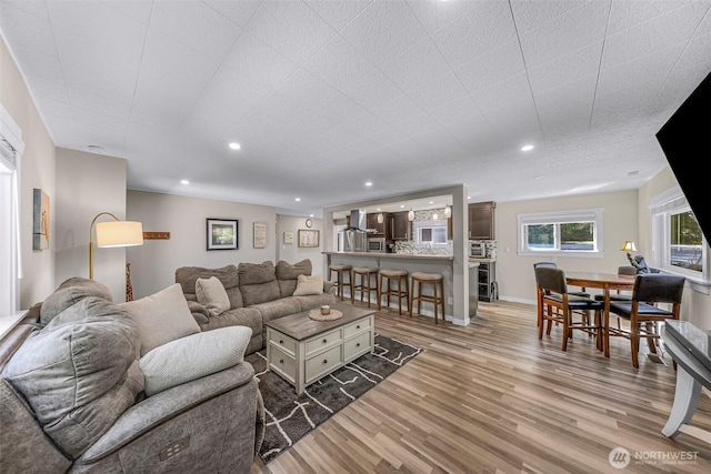 2376 Forest View Dr, Bellingham, WA 98229 - living area featuring light wood-type flooring and recessed lighting