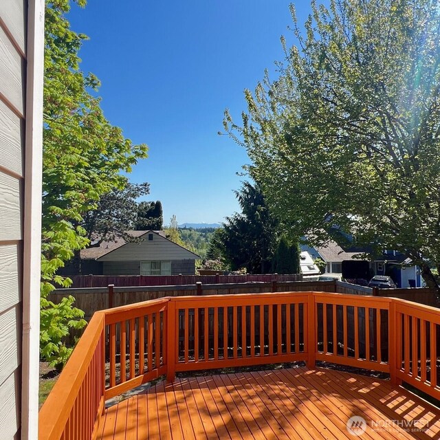 deck featuring a fenced backyard