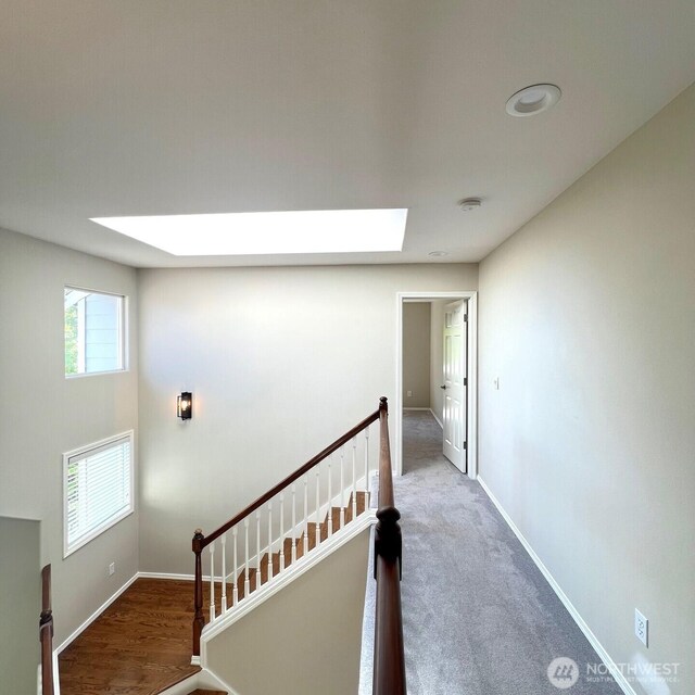 interior space featuring baseboards and a skylight