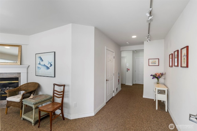 350 Castellano Way Unit 204, Port Townsend, WA 98368 - hallway with baseboards, carpet flooring, recessed lighting, and rail lighting