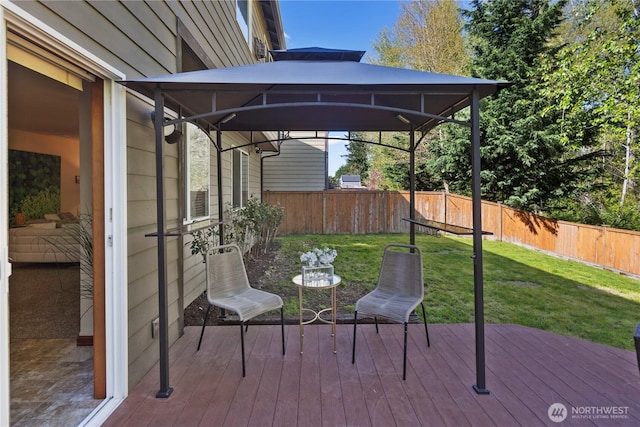 19301 87th Avenue Ct E, Graham, WA 98375 - view of patio featuring a fenced backyard, a gazebo, and a deck