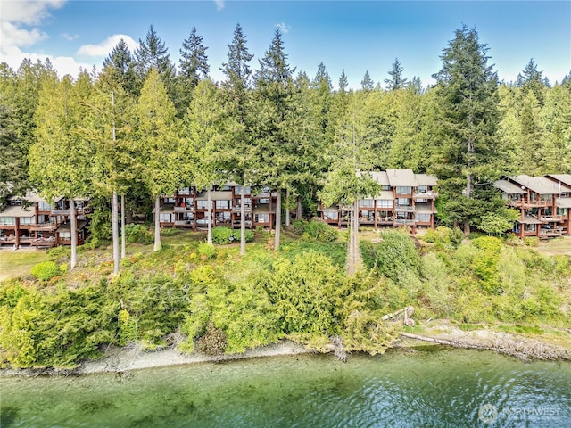 drone / aerial view of a nearby body of water