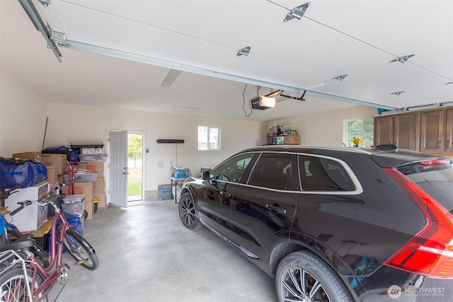 garage with a garage door opener
