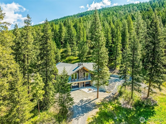 aerial view with a forest view