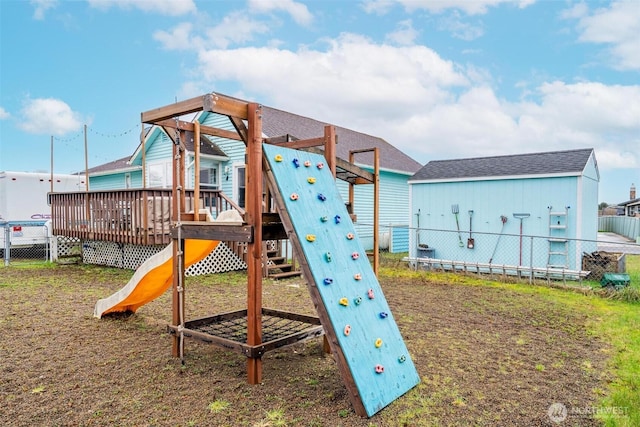 view of play area with fence