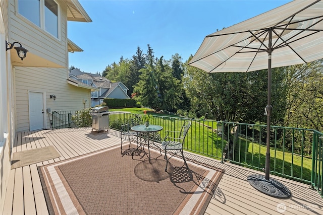 30941 37th Pl SW, Federal Way, WA 98023 - wooden deck featuring a lawn and area for grilling