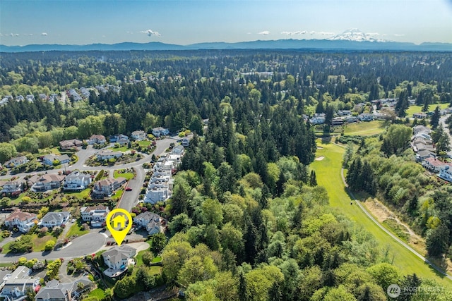 30941 37th Pl SW, Federal Way, WA 98023 - birds eye view of property with a mountain view, a residential view, and a wooded view