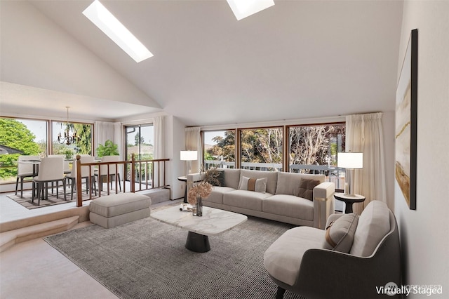 1823 19th Dr, Mukilteo, WA 98275 - living area featuring a skylight and high vaulted ceiling