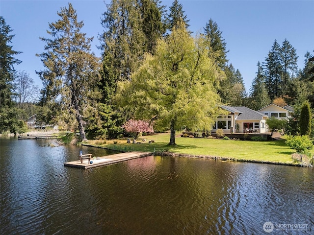 property view of water with a floating dock