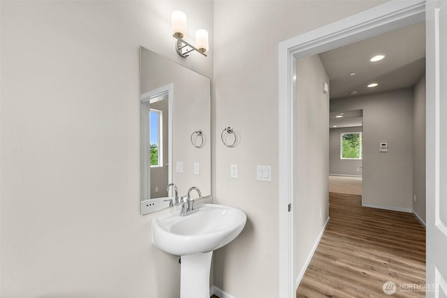19504 15th Ave E, Spanaway, WA 98387 - bathroom featuring wood finished floors and recessed lighting