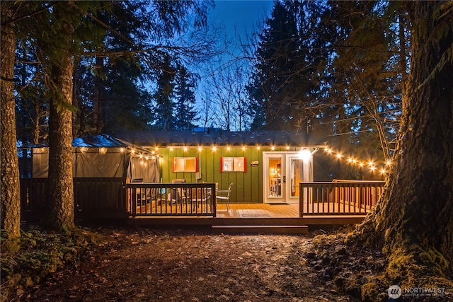 105 Robinwood Pl, Packwood, WA 98361 - rear view of house with a deck and board and batten siding