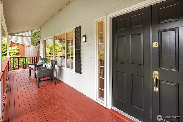 deck featuring a porch