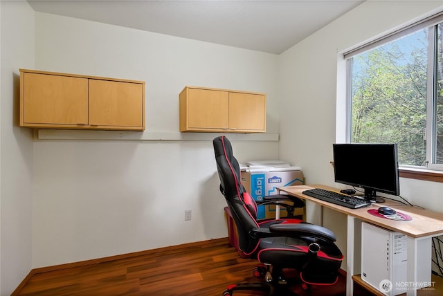 home office featuring wood finished floors