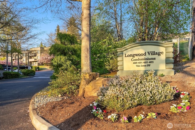 view of community sign