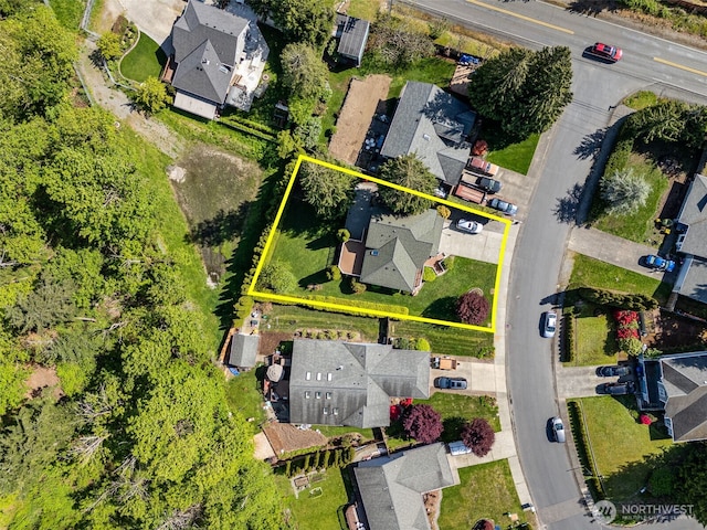 aerial view with a residential view