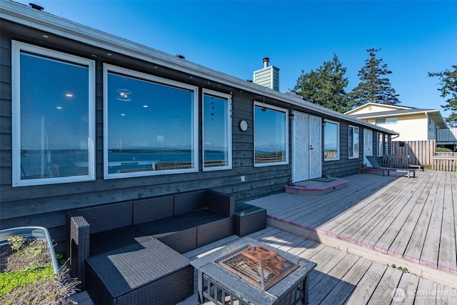 51 Vista Blvd, Port Townsend, WA 98368 - wooden terrace featuring an outdoor living space with a fire pit