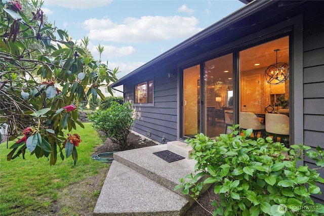 exterior space with a yard