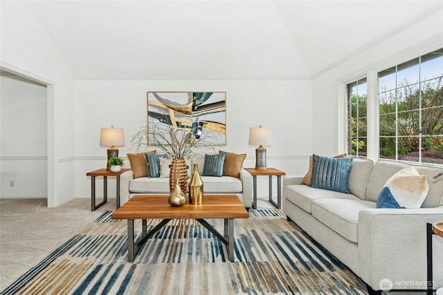 26006 NE 27th Dr, Redmond, WA 98053 - carpeted living area featuring vaulted ceiling