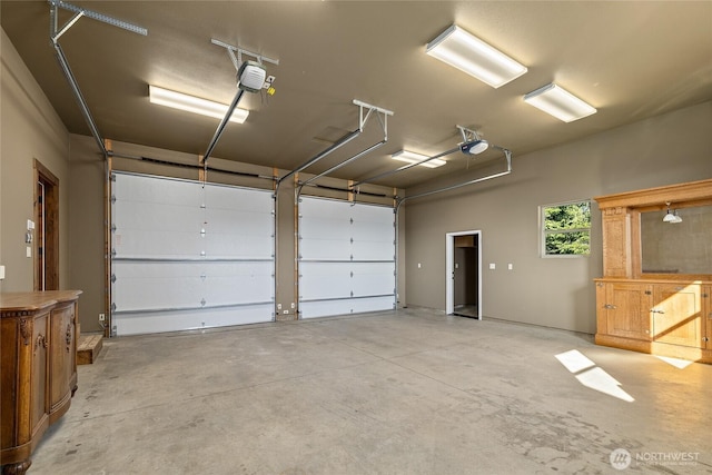 garage with a garage door opener