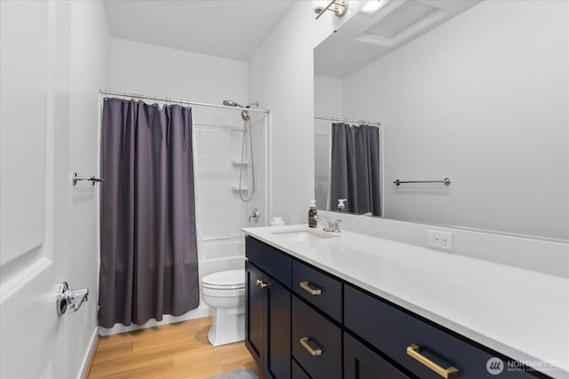 1616 96th Dr SE, Lake Stevens, WA 98258 - full bath with wood finished floors, vanity, toilet, and shower / bath combo