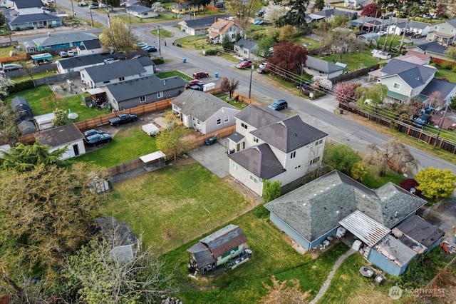 bird's eye view with a residential view