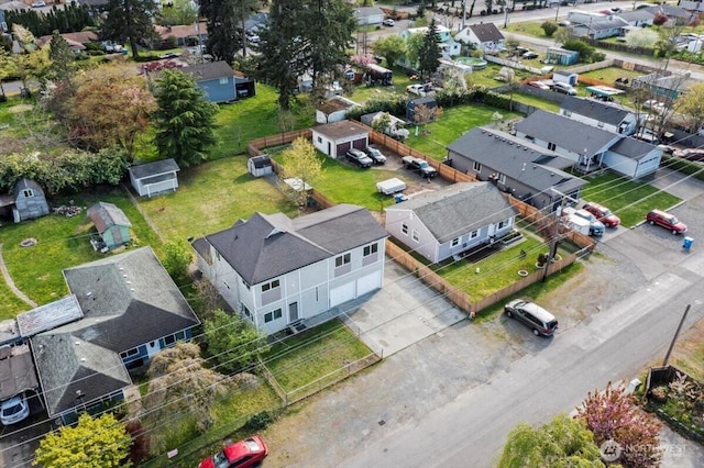 aerial view with a residential view