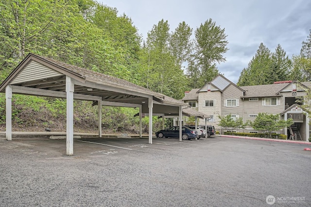 view of covered parking lot