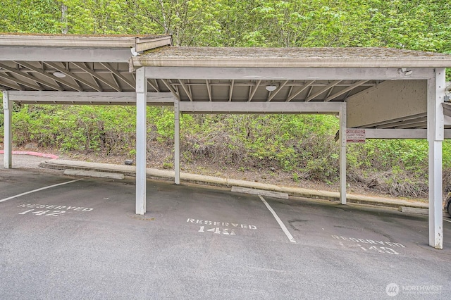 view of covered parking lot