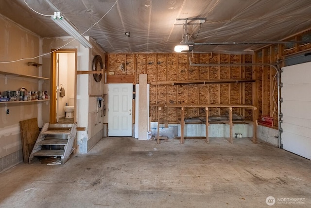 garage with a garage door opener
