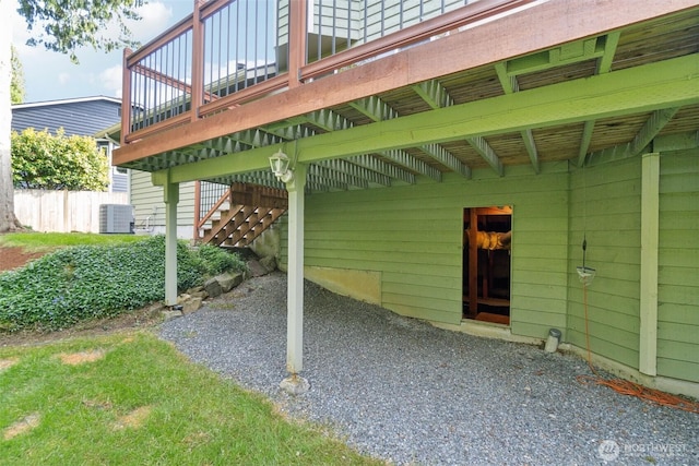 13233 W 44th Ave W, Mukilteo, WA 98275 - view of patio / terrace with cooling unit, stairs, and a wooden deck