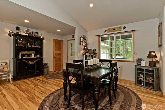 25012 67th Ave E, Graham, WA 98338 - dining space featuring recessed lighting, lofted ceiling, and light wood-type flooring