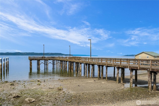view of dock featuring a water view and a pier