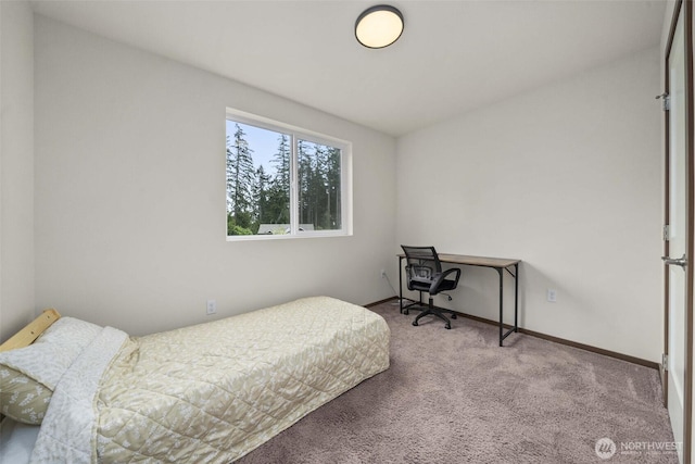 bedroom featuring carpet floors and baseboards