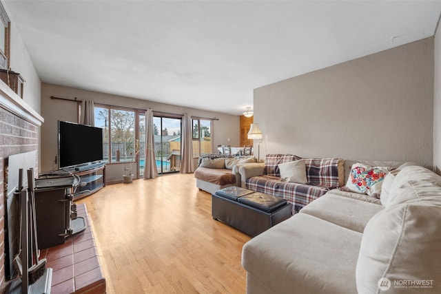 living area with wood finished floors