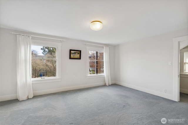 carpeted empty room with baseboards and a wealth of natural light