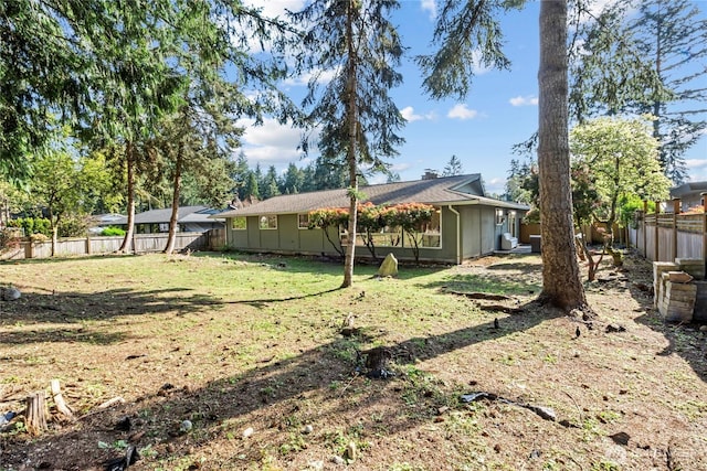 view of yard featuring a fenced backyard
