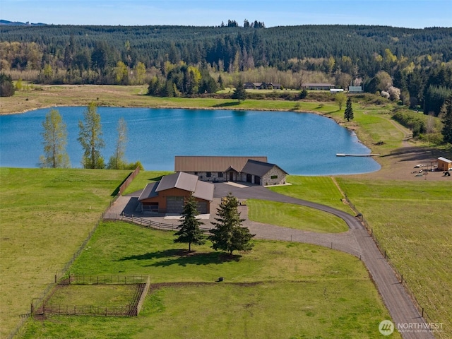 6401 Skookumchuck Rd SE, Tenino, WA 98589 - birds eye view of property featuring a forest view and a water view
