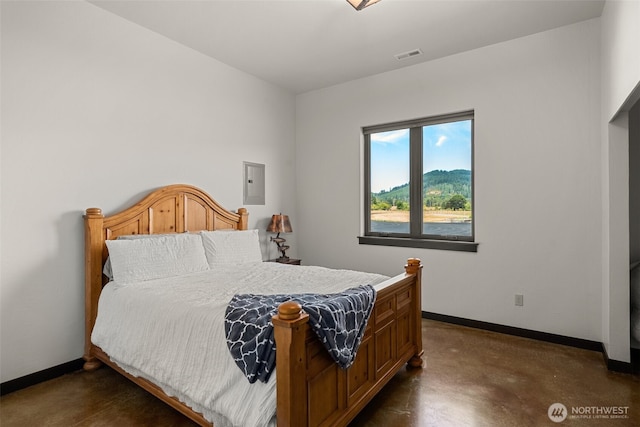 6401 Skookumchuck Rd SE, Tenino, WA 98589 - bedroom with electric panel, baseboards, visible vents, and concrete floors