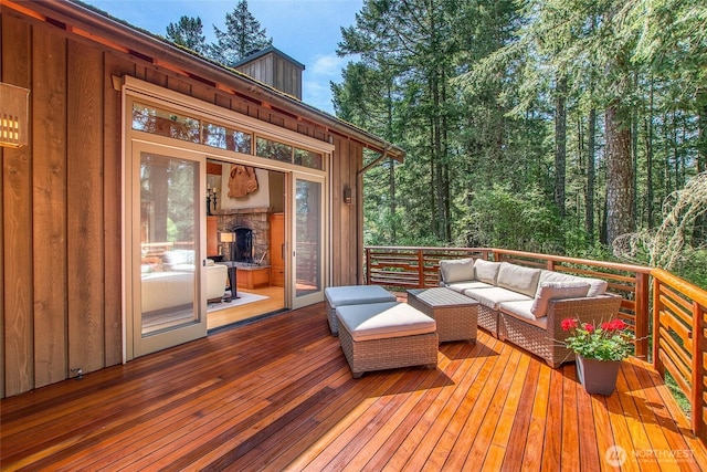 72 Thunderbird Trl, Orcas Island, WA 98280 - wooden deck with outdoor lounge area