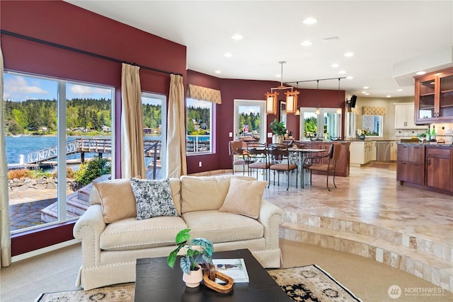 living area with recessed lighting and a wealth of natural light